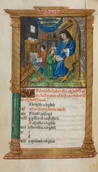 Libro de horas impreso (uso de Roma): fol. 3v, ilustración del calendario de febrero