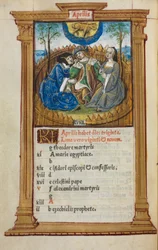 Libro de horas impreso (uso de Roma): fol. 5v, ilustración del calendario de abril