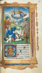 Libro de Horas impreso Uso de Roma: fol. 36r, Anunciación a los pastores, 1510