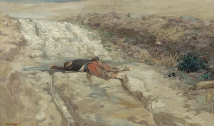 Escena de la guerra de 1870: soldado muerto en un campo de batalla, hacia 1870 (óleo sobre lienzo)