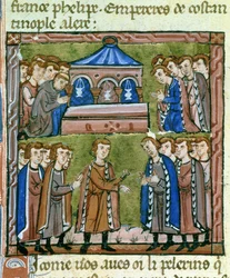 Godofredo de Bouillon y los cruzados en oración en el Santo Sepulcro - Elección de Godofredo de Bouillon como admitido al Santo Sepulcro, julio de 1099