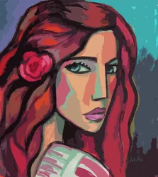 Niña con una flor en el pelo, 2008 (gouache sobre papel)