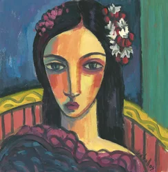 Niña con una flor en el pelo, 2012 (gouache sobre papel)