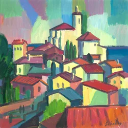 Tejados en Cadaqués, 2012 (gouache sobre papel)