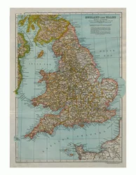Mapa de Inglaterra y Gales, c1910