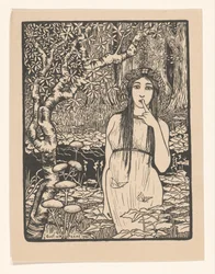 Mujer en un paisaje forestal