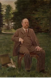 Fernand Scribe en su jardín