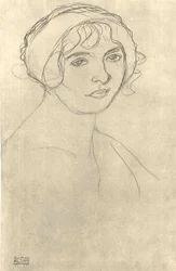 Retrato de una niña desnuda de perfil derecho