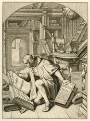 Lutero lee en la biblioteca universitaria de Erfurt. Encuentra una Biblia en latín