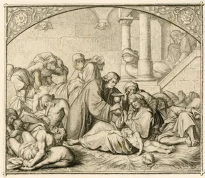 Lutero con enfermos de peste en Wittenberg