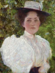 Muchacha en el follaje, c.1908 (óleo sobre lienzo)