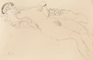 Desnudo femenino recostado, hacia la izquierda, 1917