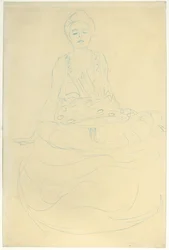 Desnudo sentado de medio cuerpo desde el frente, 1907