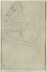 Sentado semidesnudo con los ojos cerrados