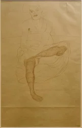 Desnudo femenino sentado de frente