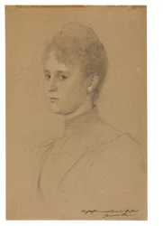 Estudio para un retrato (¿Sra. Heymann), c.1892 (lápiz con realce blanco sobre papel de ante)