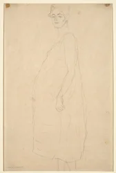 Estudio de una mujer embarazada vestida, c.1915-16 (lápiz sobre papel simili Japan)