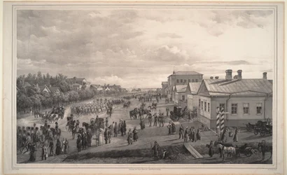 Desfile de los Chevalier Gardes por Krasnoye Selo, 1848