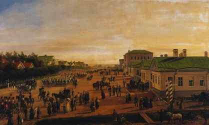 El zar Nicolás regresando de un desfile militar en Krasnoe Selo, 1848