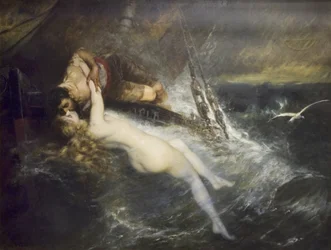El beso de la sirena (óleo sobre lienzo)