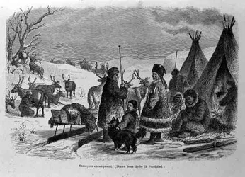 Campamento Samoyedo, de La Historia de la Humanidad por el Prof. Friedrich Rayzel, pub. en 1904