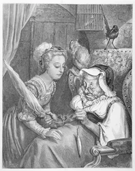 La Princesa y el Hada Spite, grabado por Stephane Pannemaker (1847-1930) 1861