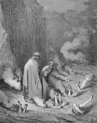 El castigo de los simonistas, de "La Divina Comedia" (Infierno) de Dante Alighieri (1265-1321) grabado por Stephane Pannemaker (1847-1930) c.1868 (grabado)