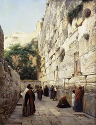 Rezando en el Muro Occidental, Jerusalén