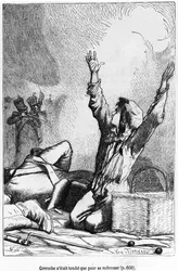 Gavroche había caído solo para levantarse de nuevo, ilustración de 
