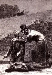 Javert reconoce a Valjean - en “Los Miserables” por Victor Hugo, ilustrado por Brion, ed. Hetzel y Lacroix