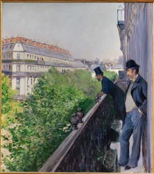 Un balcón sobre el bulevar Haussmann (óleo sobre lienzo)