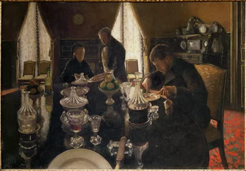 Cena en la rue Miromesnil, casa de los Caillebotte (óleo sobre lienzo)