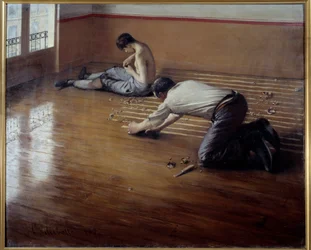 Los acuchilladores de suelo. Pintura de Gustave Caillebotte