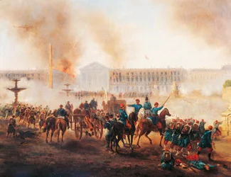 Batalla en la Place de la Concorde en París, durante los últimos días de la Comuna