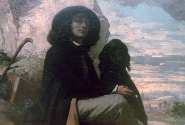 Courbet con su perro negro, 1842