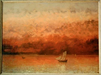 Lago Lemán al atardecer (óleo sobre lienzo)