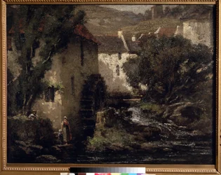 ""El molino de agua"" (Molino de agua) Pintura de Gustave Courbet (1819-1877) Museo Pouchkine del siglo XIX