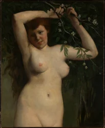 Desnudo con rama florida