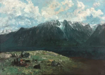 Vista panorámica de los Alpes, Les Dents du Midi. 1877