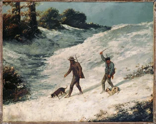 Cazadores furtivos en la nieve (pintura sobre lienzo)