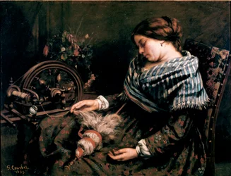 La hilandera dormida, pintura de Gustave Courbet (1819-1877), 1853, dimensiones 91 x 115 cm, Montpellier, Museo Fabre