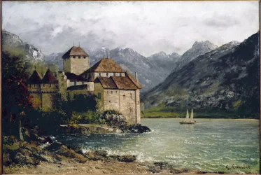 Vista del castillo de Chillon en el lago Ginebra