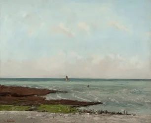 Lavanderas en la marea baja, Étretat