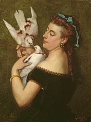 Mujer con palomas