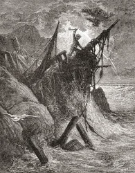 Obra original de Gustave Dore para el libro Los trabajadores del mar de Victor Hugo. De Vida y recuerdos de Gustave Dore, publicado en 1885.