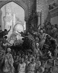 Llegada a El Cairo de los prisioneros cruzados, grabado por Gustave Doré. Siglo XIX