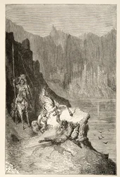 Balin mata a Sir Lanceor, de Historias de los Días del Rey Arturo por Charles Henry Hanson, pub.1898