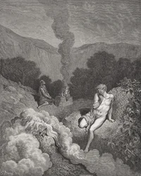 Caín y Abel ofreciendo sus sacrificios, ilustración de 