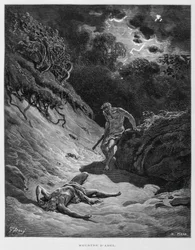 Caín mata a su hermano Abel, Ilustración de la Biblia de Dore