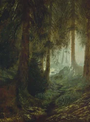 Ciervos en un paisaje forestal